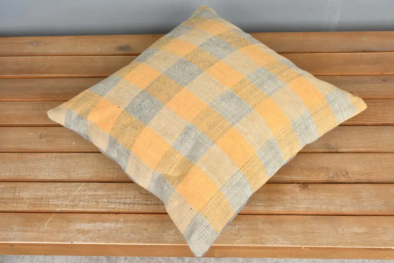 Turkish Kilim Pillow, 16x16 Orange Pillow Sham, Vintage Kilim Pillow, Sofa Bolster Pillow Sham, Pillow for Couch, Pillow, Office Chair Pillow Cover - 2