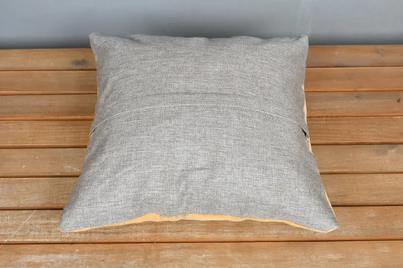 Turkish Kilim Pillow, 16x16 Orange Pillow Sham, Vintage Kilim Pillow, Sofa Bolster Pillow Sham, Pillow for Couch, Pillow, Office Chair Pillow Cover - 5