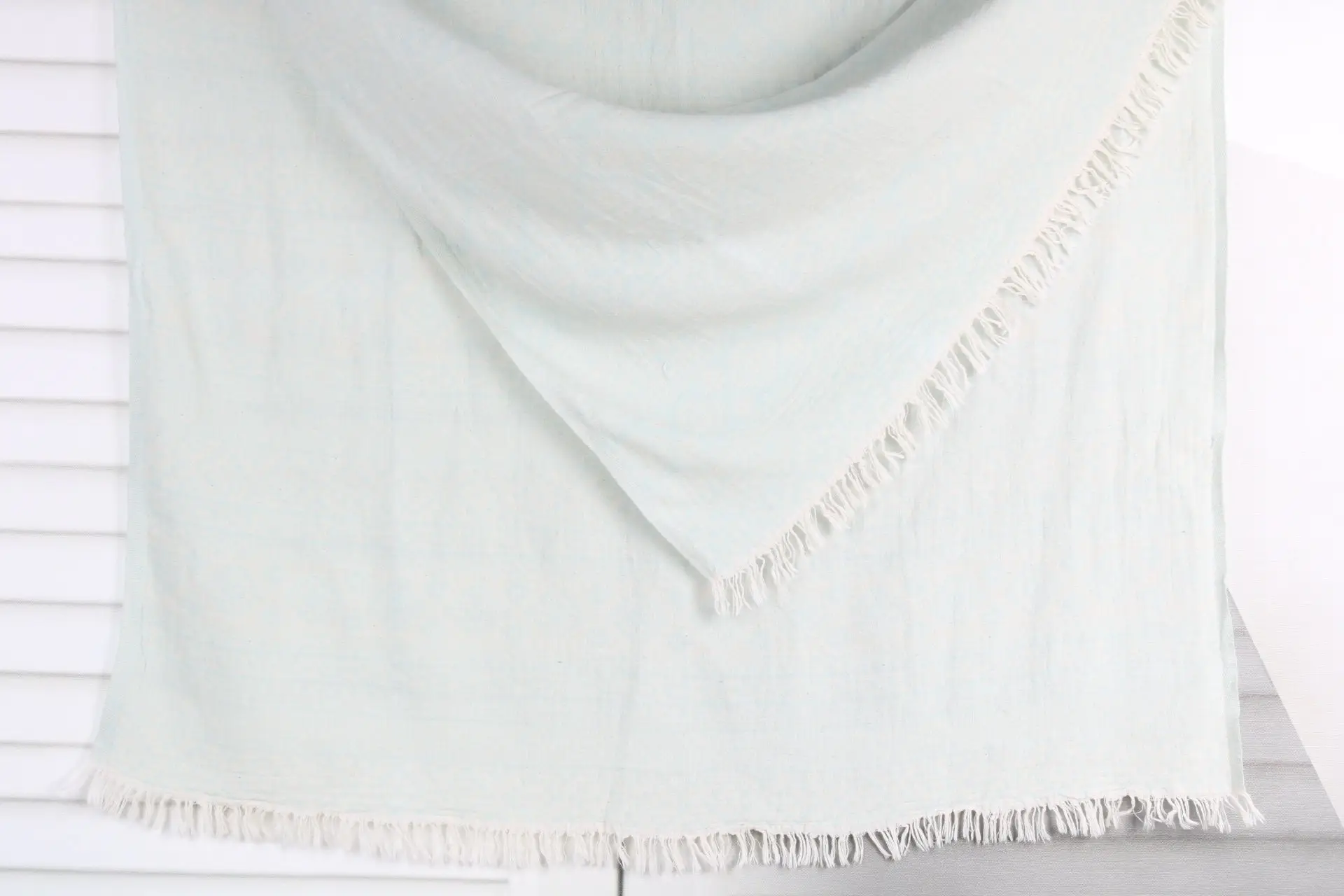 Turkish Beach Towel Organic Cotton or Linen Mint Geometric, 36x67 Inches - 1