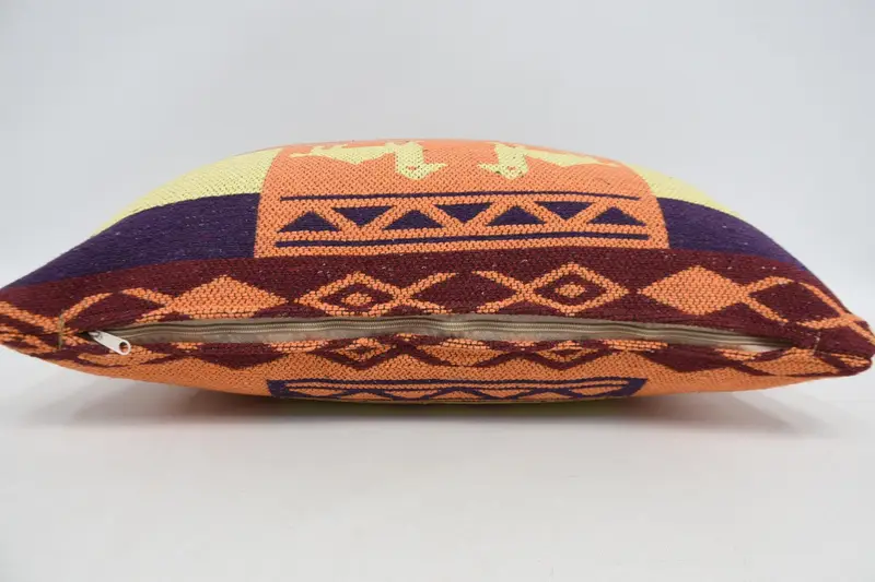 16x24 Yellow Cushion, Ethnical Kilim Rug Pillow, Pillow Cover, Bolster Cushion, Hippie Throw Pillow Sham, Antique Pillows, Vintage Kilim Pillow - 6