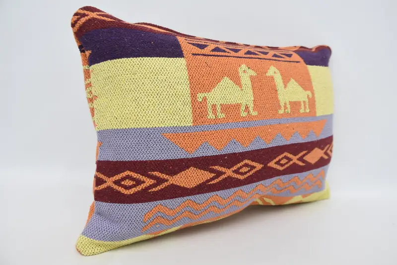 16x24 Yellow Cushion, Ethnical Kilim Rug Pillow, Pillow Cover, Bolster Cushion, Hippie Throw Pillow Sham, Antique Pillows, Vintage Kilim Pillow - 3