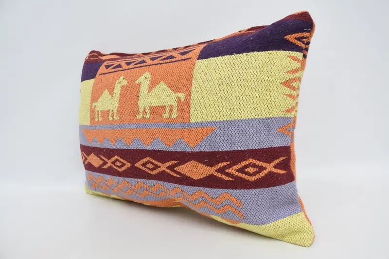 16x24 Yellow Cushion, Ethnical Kilim Rug Pillow, Pillow Cover, Bolster Cushion, Hippie Throw Pillow Sham, Antique Pillows, Vintage Kilim Pillow - 4