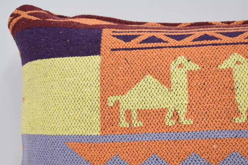 16x24 Yellow Cushion, Ethnical Kilim Rug Pillow, Pillow Cover, Bolster Cushion, Hippie Throw Pillow Sham, Antique Pillows, Vintage Kilim Pillow - 2