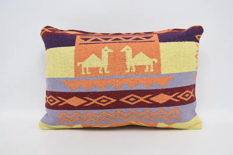 16x24 Yellow Cushion, Ethnical Kilim Rug Pillow, Pillow Cover, Bolster Cushion, Hippie Throw Pillow Sham, Antique Pillows, Vintage Kilim Pillow - 1