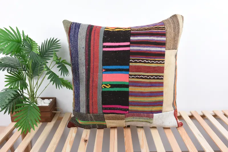 Luxury Pillow Case, Cushion Case, 32x32 Red Pillow Sham, Pet Pillow Cover, Boho Pillow Sham Cover, Antique Pillows, Turkish Kilim Pillow - 1
