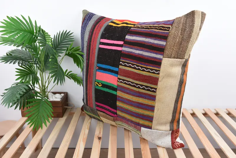 Luxury Pillow Case, Cushion Case, 32x32 Red Pillow Sham, Pet Pillow Cover, Boho Pillow Sham Cover, Antique Pillows, Turkish Kilim Pillow - 5