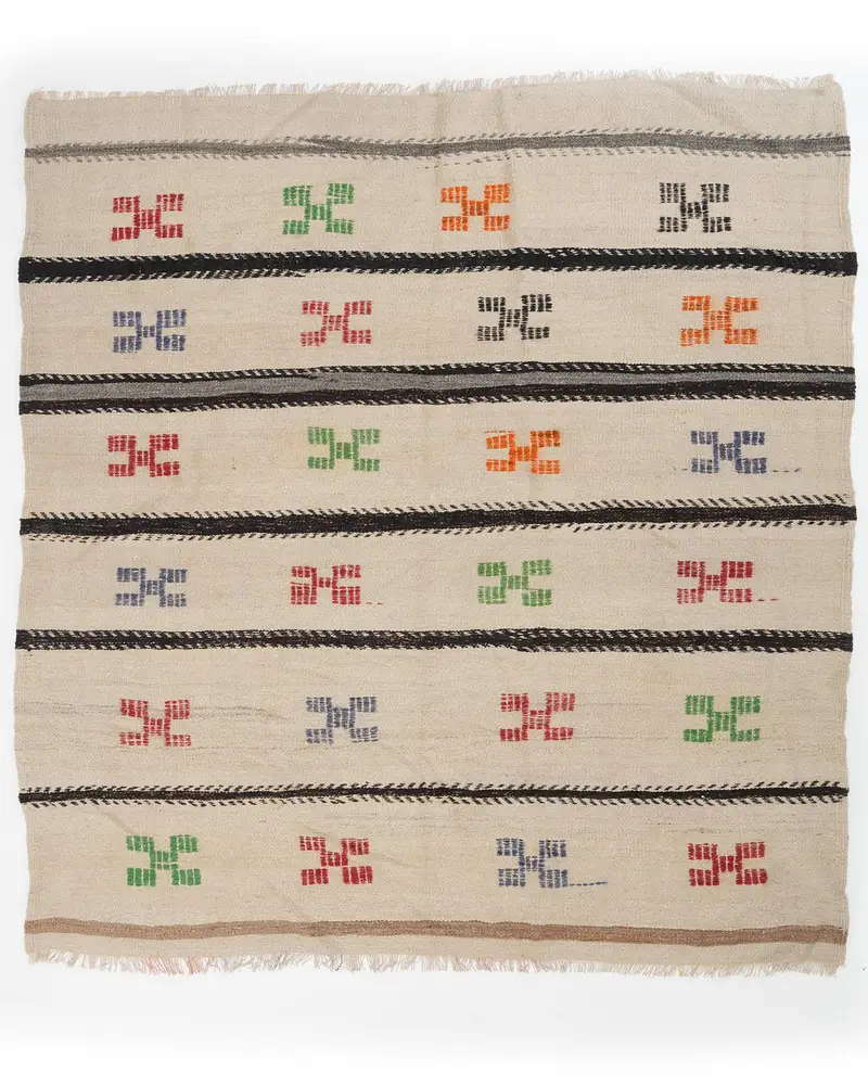 Bej Gökkuşağı Halı, 6x7 ft Şık Modern Dekor