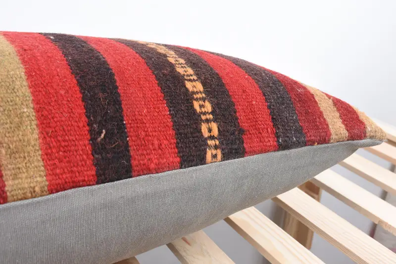 Cozy Throw Cushion Case, Pillow for Sofa, Turkish Pillow, Handmade Kilim Cushion, Yoga Pillow Case, Pillow Sham, 16x36 Red Cushion Case - 7
