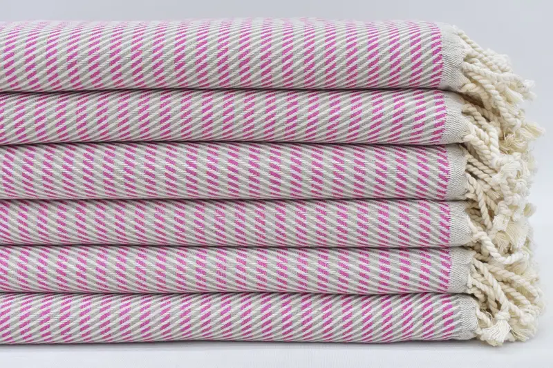 Personalized Turkish Bath Towel Fuchsia-Gray Polka Dot, 70x40 Inches