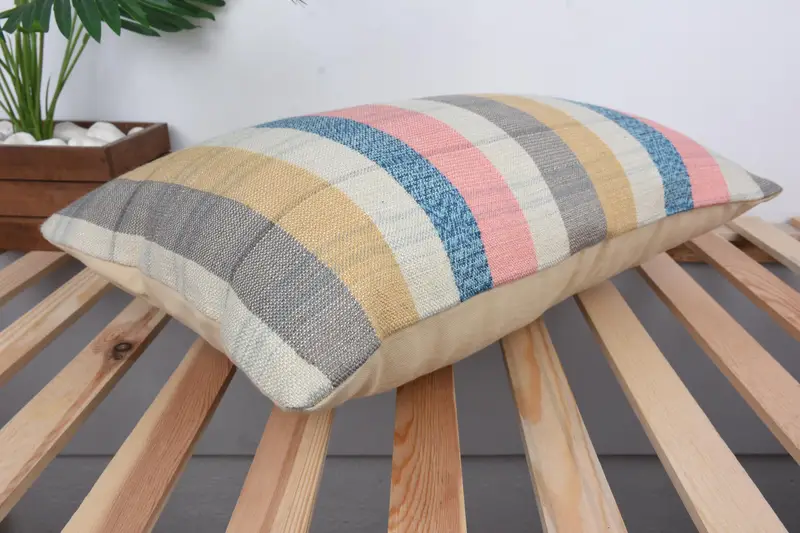 Antique Pillows, 16x24 Beige Pillow, Cushion Cover, Handmade Kilim Cushion, Gift Pillow, Lounge Throw Pillow, Retro Throw Cushion - 6