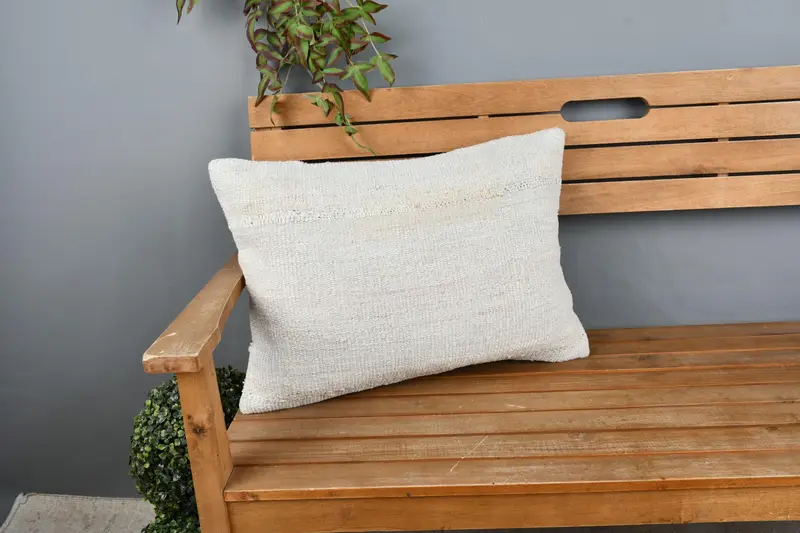Handmade Kilim Cushion, Kilim Pillow, Pillow Cover, 16x24 Beige Cushion, Nomadic Pillow, Neutral Throw Pillow Cover, Throw Kilim Pillow - 1