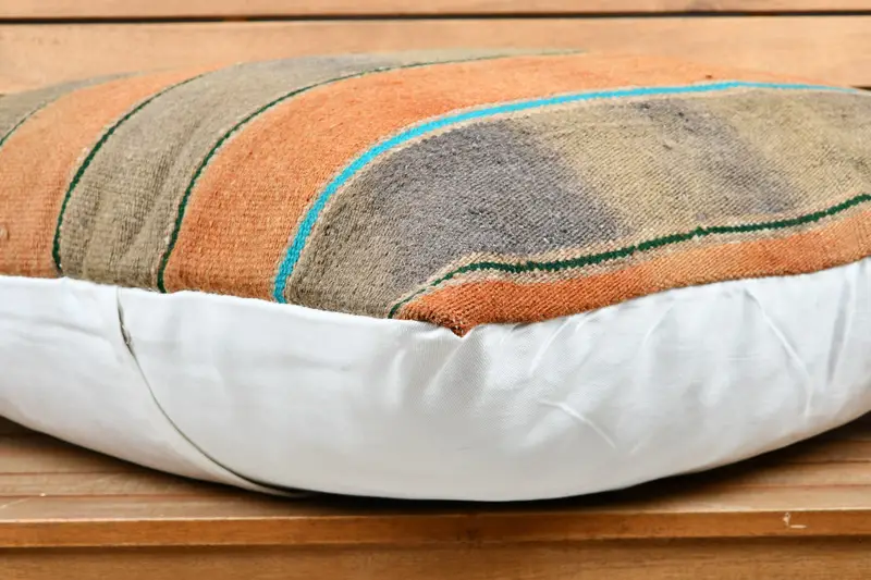 Kilim Pillow, Kilim Cushion Sham, Bench Pillow Cover, Pillow for Couch, Cushion Cover, 28x28 Orange Cushion Cover, Accent Throw Cushion - 3