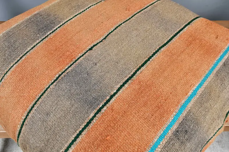 Kilim Pillow, Kilim Cushion Sham, Bench Pillow Cover, Pillow for Couch, Cushion Cover, 28x28 Orange Cushion Cover, Accent Throw Cushion - 4