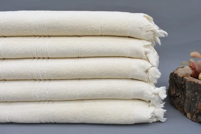 Personalized Turkish Cotton Towel Natural Striped, 70x36 Inches