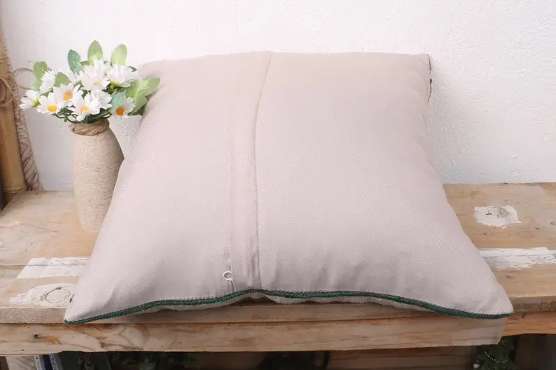 Vintage Kilim Pillow, Pillow for Sofa, Bolster Pillow Sham, 16x16 Green Pillow Cover, Pillow Cover, Vintage Pillow - 7