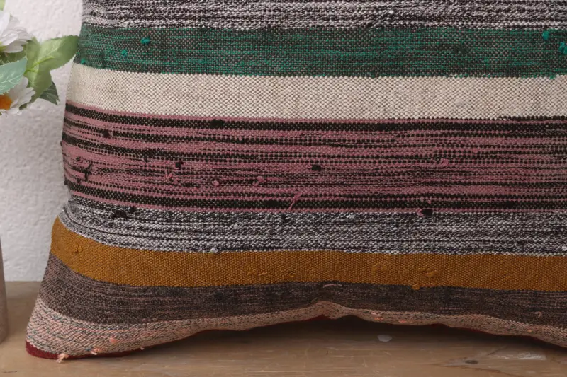 Vintage Kilim Pillow, Pillow for Sofa, Bolster Pillow Sham, 16x16 Green Pillow Cover, Pillow Cover, Vintage Pillow - 3