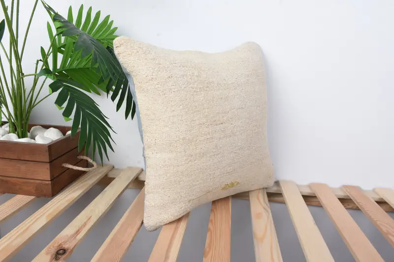 Vintage Kilim Throw Pillow, 16x16 White Pillow Case, Cushion, Pillow for Sofa, Turkish Pillow, Farmhouse Cushion Cover - 4