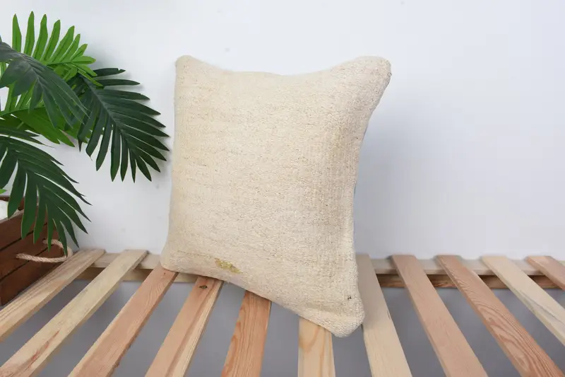 Vintage Kilim Throw Pillow, 16x16 White Pillow Case, Cushion, Pillow for Sofa, Turkish Pillow, Farmhouse Cushion Cover - 5