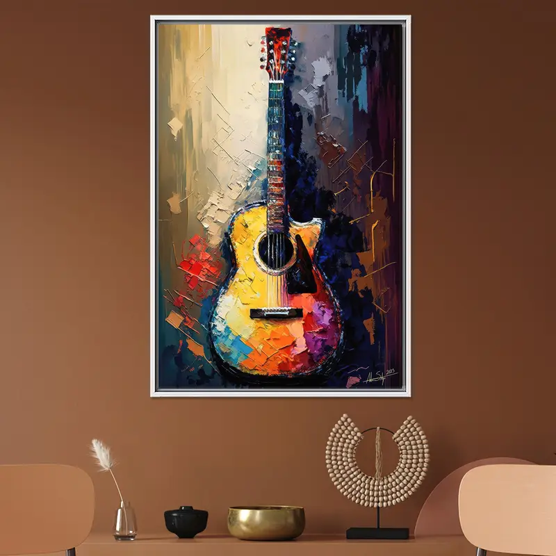 Gitarist Yatak Odası Dekoru için Trendy Soyut Gitar Kanvas Tablo