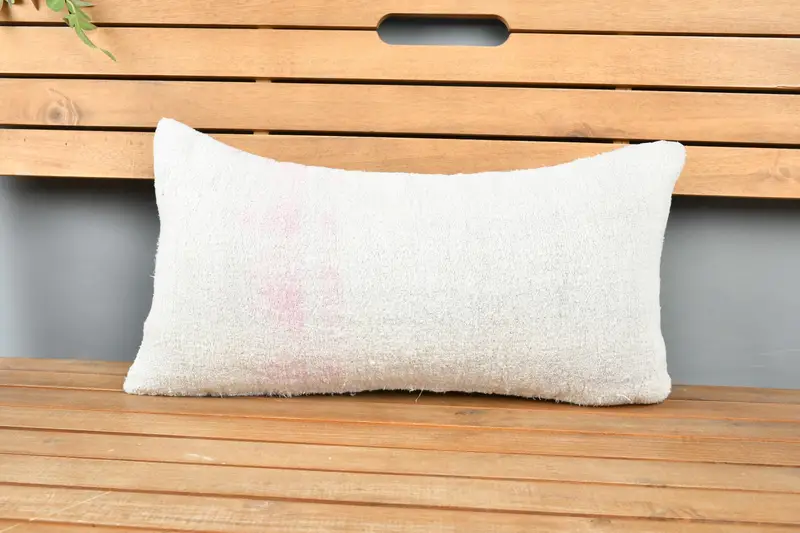 Home Decor Pillow, Rustic Cushion Case, Handmade Kilim Cushion, 12x24 White Pillow, Vintage Kilim Throw Pillow, Pillow - 6