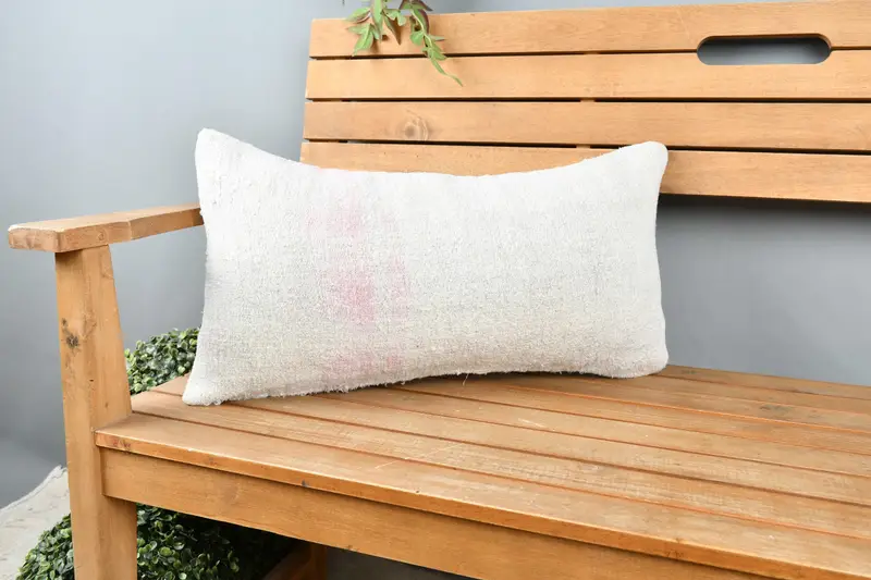 Home Decor Pillow, Rustic Cushion Case, Handmade Kilim Cushion, 12x24 White Pillow, Vintage Kilim Throw Pillow, Pillow - 1