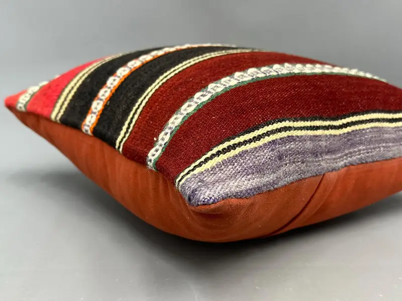 Vintage Pillow, Traditional Pillow Sham, Pillow Case, Pillow for Couch, 18x18 Red Pillow Cover, Vintage Kilim Pillow, Bench Pillow Cover - 6
