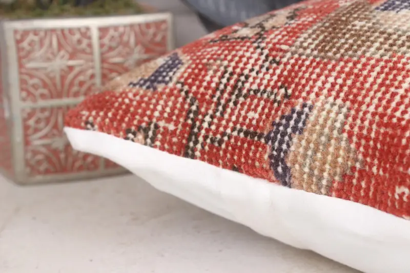 Natural Pillow Cover, 12x12 Red Cushion Cover, Kilim Pillow, Pillow, Pillow for Sofa, Accent Throw Cushion Cover, Kilim Pillow Cover - 7
