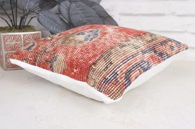 Natural Pillow Cover, 12x12 Red Cushion Cover, Kilim Pillow, Pillow, Pillow for Sofa, Accent Throw Cushion Cover, Kilim Pillow Cover - 6