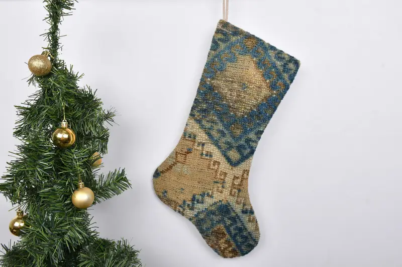 Patrón de adornos navideños, calcetín navideño de 7 pulgadas de ancho