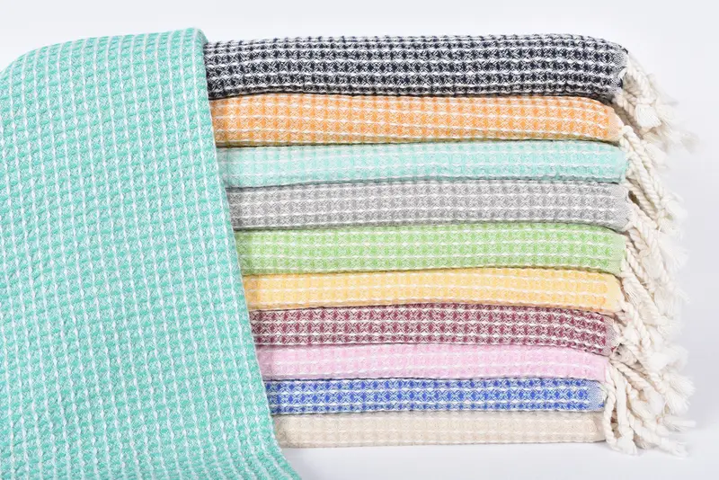 Peshtemal Handmade Organic Cotton Bath Towel, Sax Blue, 67x36 Inches