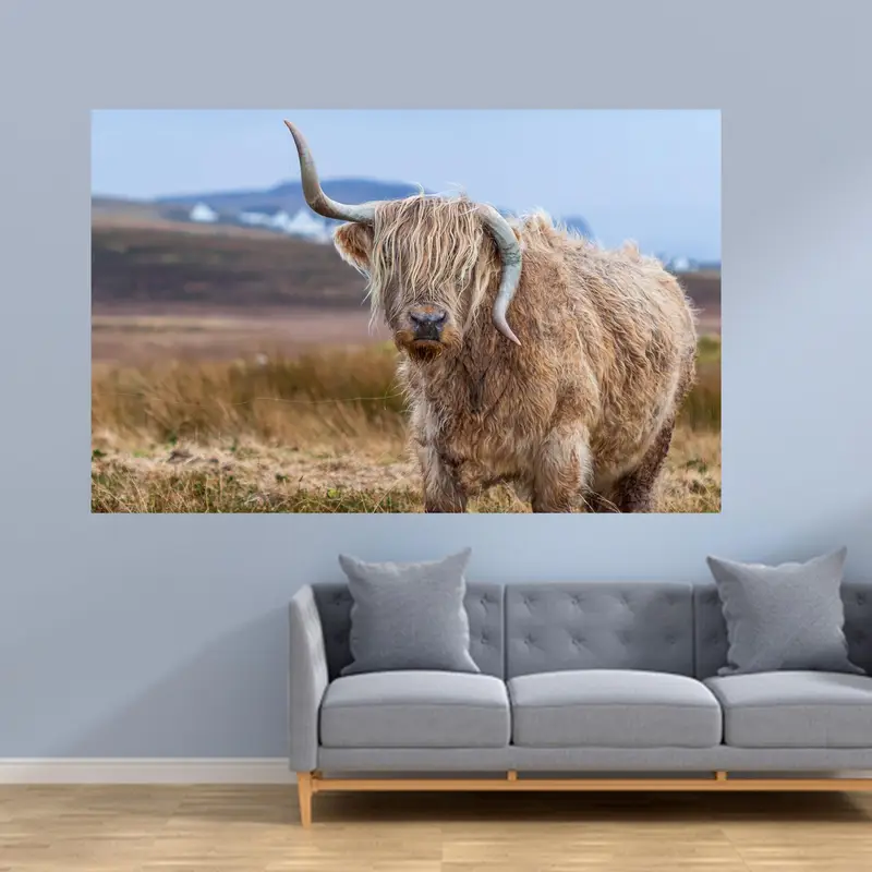 農家の海岸装飾用のエレガントな高地牛プリントガラス