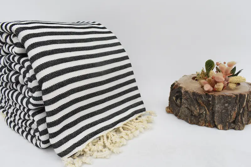 Bedspread, Best Friend Wedding Gift, Turkish Throw Blanket, 104x76 Cotton Striped Towel, Bachelor Party Favors, Woven Throw Blanket, Wedding Favors - 2