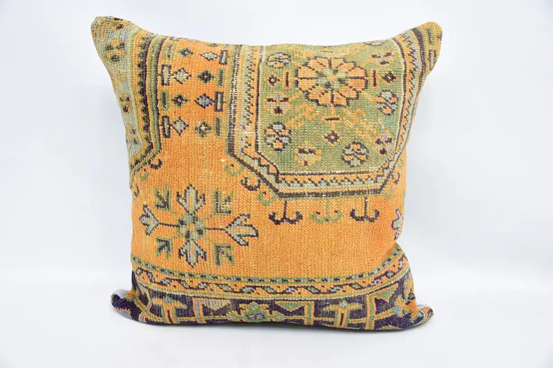 Meditation Pillow Sham, Boho Throw Pillow Cover, Home Decor Pillow, Vintage Pillow, Boho Pillow, 32x32 Orange Cushion Cover, Cushion Cover - 1