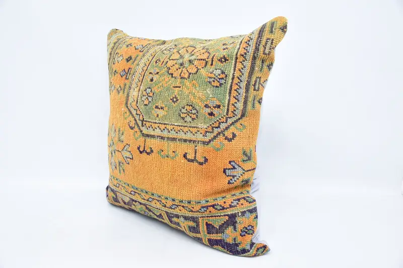 Meditation Pillow Sham, Boho Throw Pillow Cover, Home Decor Pillow, Vintage Pillow, Boho Pillow, 32x32 Orange Cushion Cover, Cushion Cover - 4