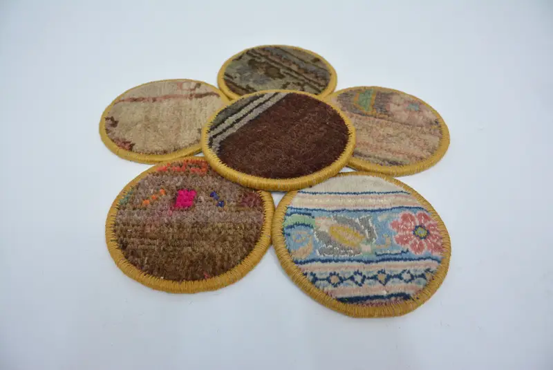 ユニークなボヘミアンラウンドコースター、ブラウンとグリーンのキッチン装飾コースター