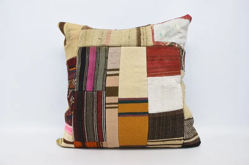 Funda de almohada marroquí Euro Sham, cuadrada grande, 80x80 cm, color beige - 1