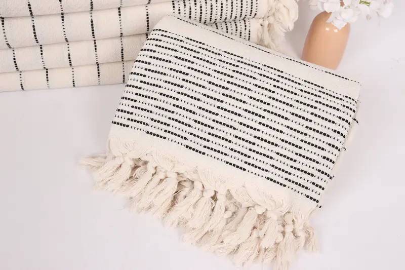 Organic Beach Blanket, Turkish Blanket, Aesthetic Blanket, Bridesmaid Gifts, 98x92 Cotton Striped Design Towel, Bachelor Party Gifts, Wedding Favors - 4
