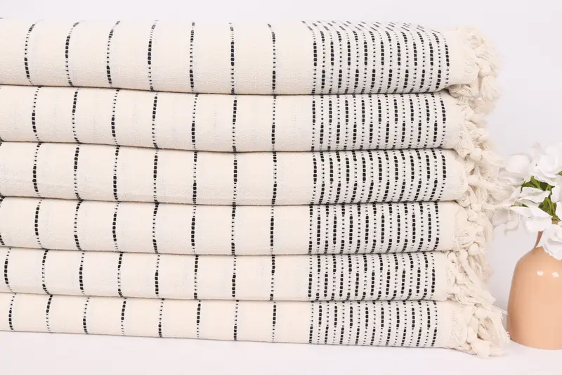 Organic Beach Blanket, Turkish Blanket, Aesthetic Blanket, Bridesmaid Gifts, 98x92 Cotton Striped Design Towel, Bachelor Party Gifts, Wedding Favors - 3