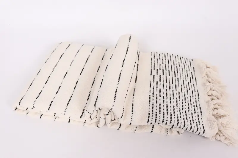 Organic Beach Blanket, Turkish Blanket, Aesthetic Blanket, Bridesmaid Gifts, 98x92 Cotton Striped Design Towel, Bachelor Party Gifts, Wedding Favors - 6
