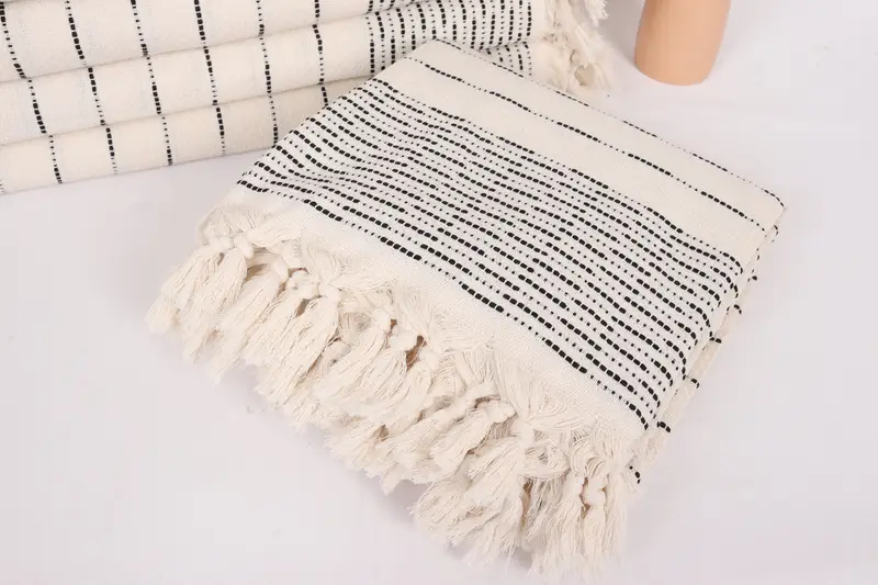 Organic Beach Blanket, Turkish Blanket, Aesthetic Blanket, Bridesmaid Gifts, 98x92 Cotton Striped Design Towel, Bachelor Party Gifts, Wedding Favors - 5