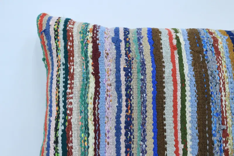 Wool Kilim Pillow Pillow Cover, Pillow for Couch, Boho Pillow, Cushion Case, Gift Pillow, 20x28 Blue Pillow Cover, Vintage Throw Pillow Case - 2