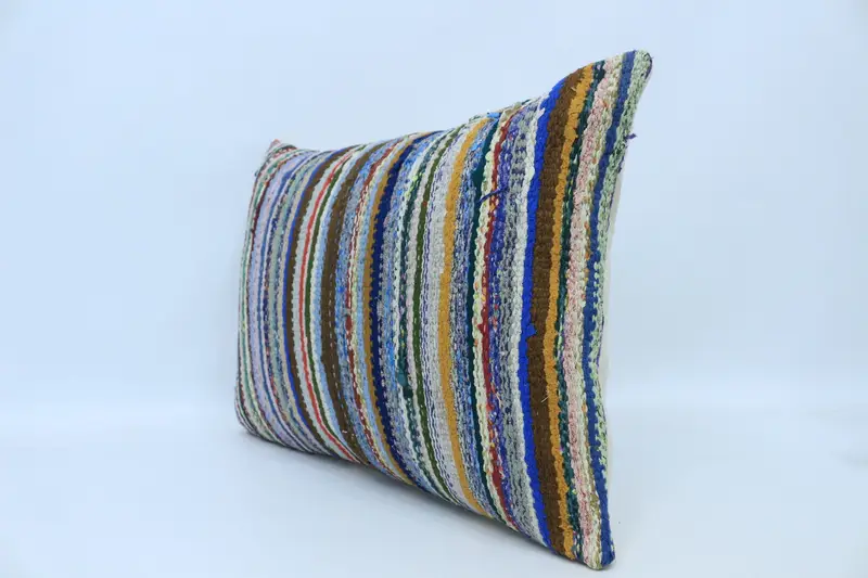 Wool Kilim Pillow Pillow Cover, Pillow for Couch, Boho Pillow, Cushion Case, Gift Pillow, 20x28 Blue Pillow Cover, Vintage Throw Pillow Case - 4