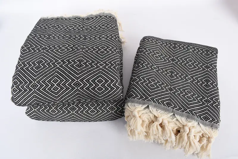 Organic Throw, Personalized Blanket, Turkish Towel Beach Blanket, Housewarming Gift, Woven Throw Blanket, Custom Gifts, 92x80 Cotton Diamond Towel - 7
