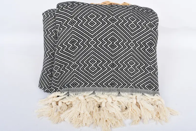 Organic Throw, Personalized Blanket, Turkish Towel Beach Blanket, Housewarming Gift, Woven Throw Blanket, Custom Gifts, 92x80 Cotton Diamond Towel - 5