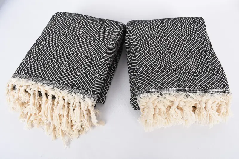 Organic Throw, Personalized Blanket, Turkish Towel Beach Blanket, Housewarming Gift, Woven Throw Blanket, Custom Gifts, 92x80 Cotton Diamond Towel - 6
