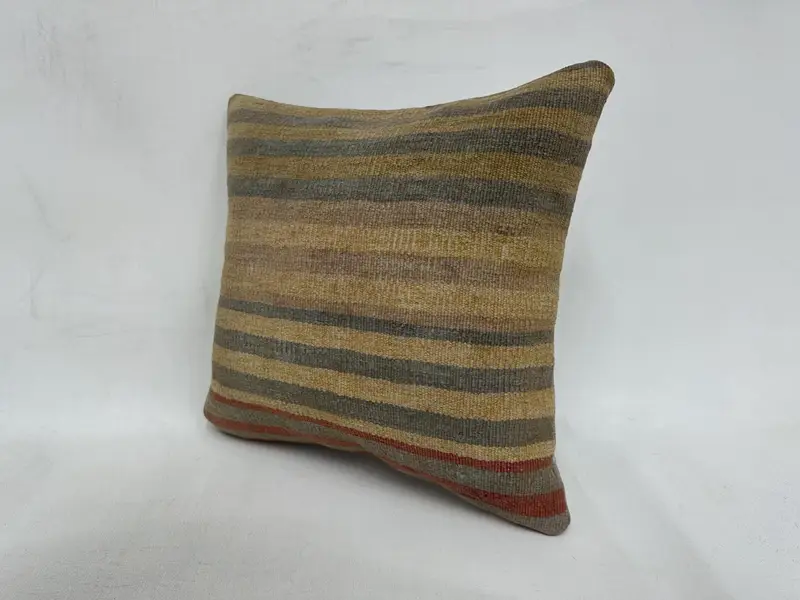 Outdoor Throw Pillow, Interior Designer Pillow, Retro Pillow Case, Kilim Pillow, Cushion Cover, 16x16 Beige Pillow Cover, Vintage Pillow - 4