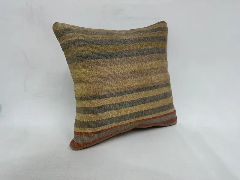 Outdoor Throw Pillow, Interior Designer Pillow, Retro Pillow Case, Kilim Pillow, Cushion Cover, 16x16 Beige Pillow Cover, Vintage Pillow - 3