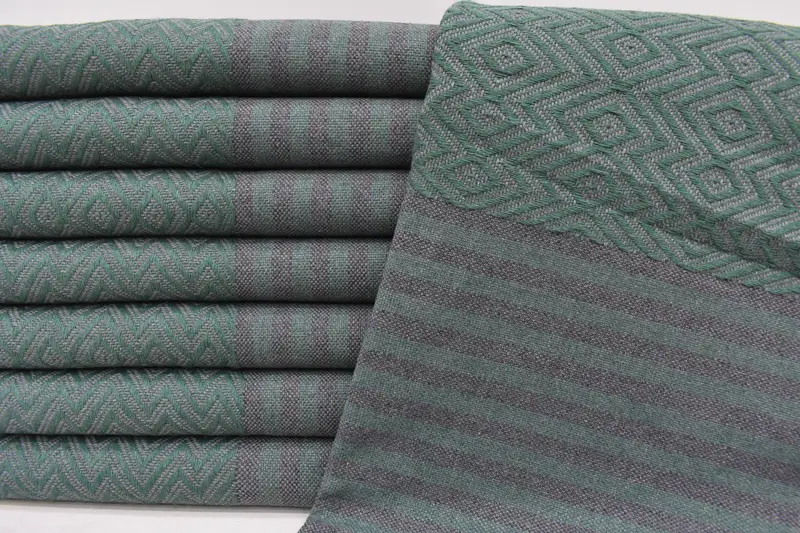 Beach Towel Handmade Turkish Cotton Dark Green, 70x40 Inches