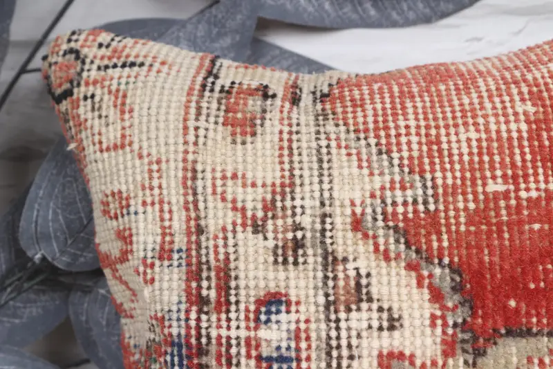 Pillow, 12x12 Red Cushion Cover, Kilim Cushion Sham, Chair Cushion, Kilim Pillow, Ikat Cushion, Square Throw Cushion Cover, Turkish Kilim Pillow - 2
