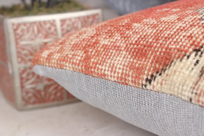 Pillow, 12x12 Red Cushion Cover, Kilim Cushion Sham, Chair Cushion, Kilim Pillow, Ikat Cushion, Square Throw Cushion Cover, Turkish Kilim Pillow - 7